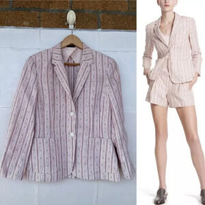 ATM Anthony Thomas Melillo Textured Linen Striped Schoolboy Blazer size 6